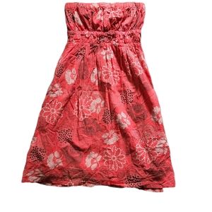 Guess Jeans Coral Strapless Floral Dress Size S